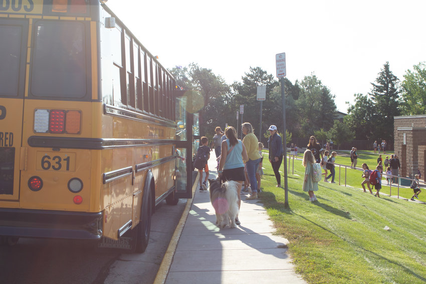 Elementary students return to school at Rooney Valley Elementary.